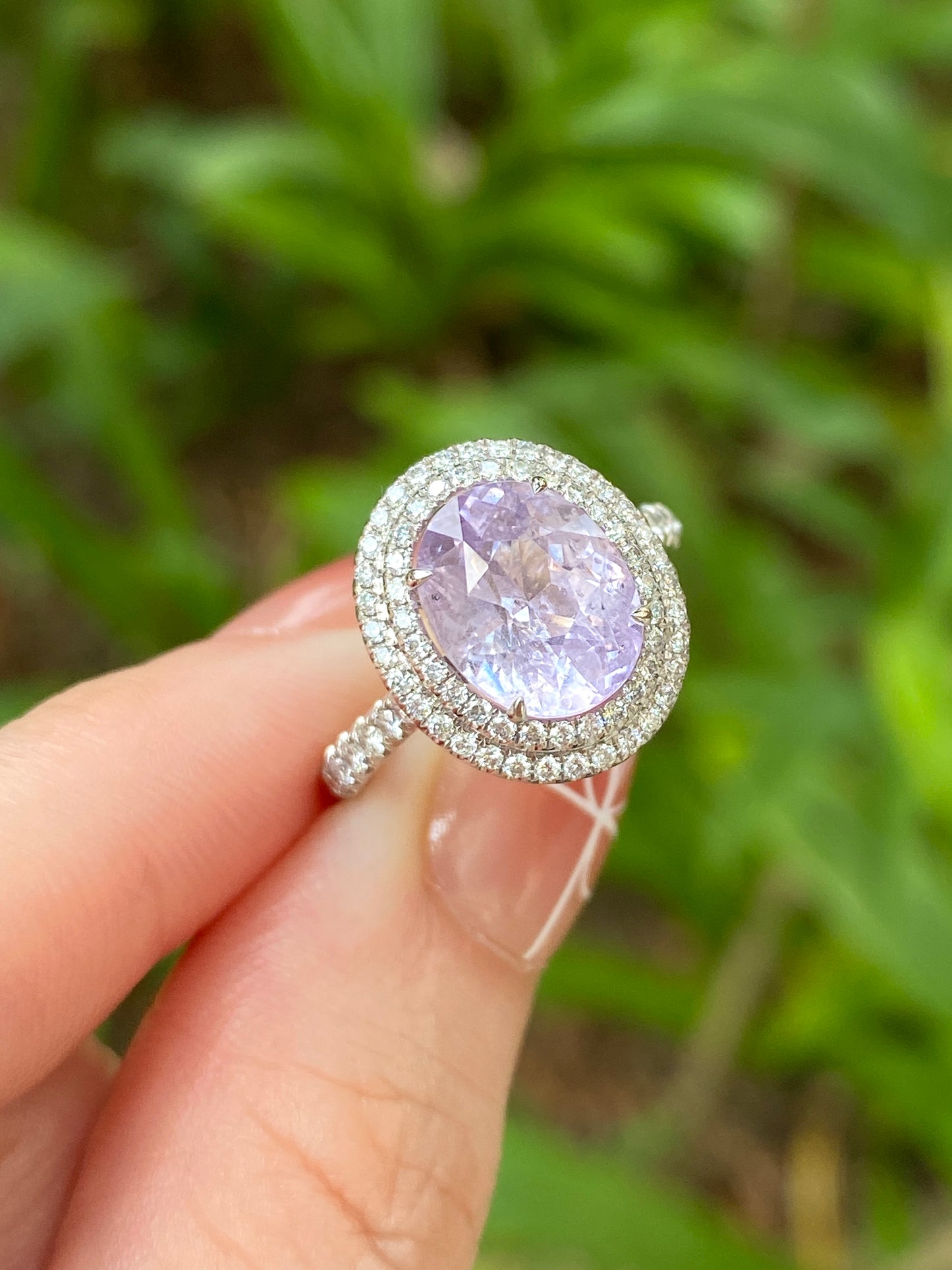 Natural Unheated Lavender Sapphire 3.78ct Ring