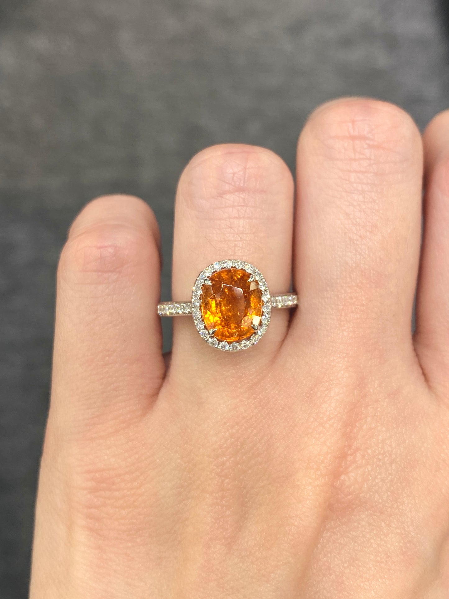 Natural Mandarin Garnet 3.37ct Ring