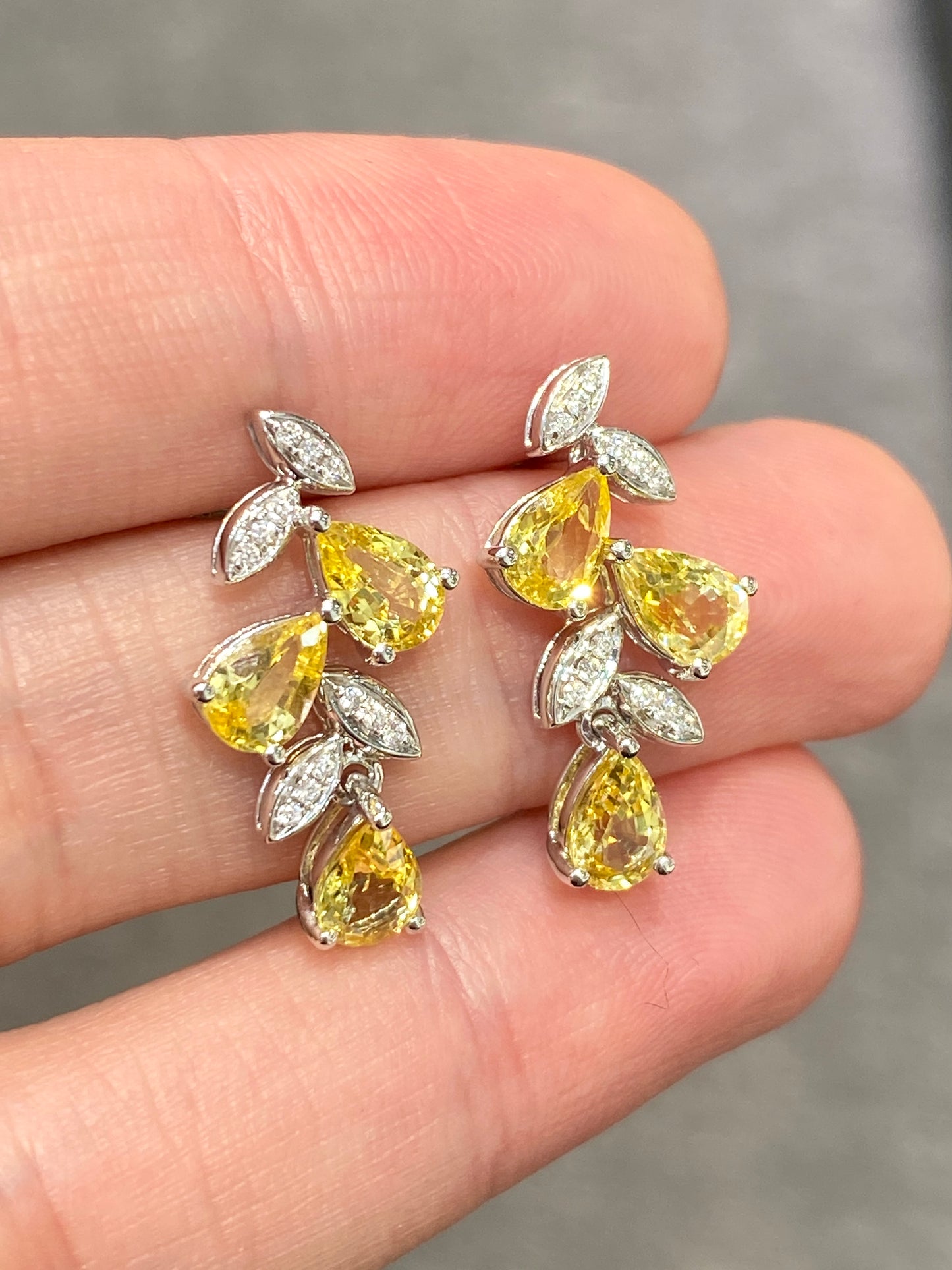 Natural Yellow Sapphire 2.96ct Earrings