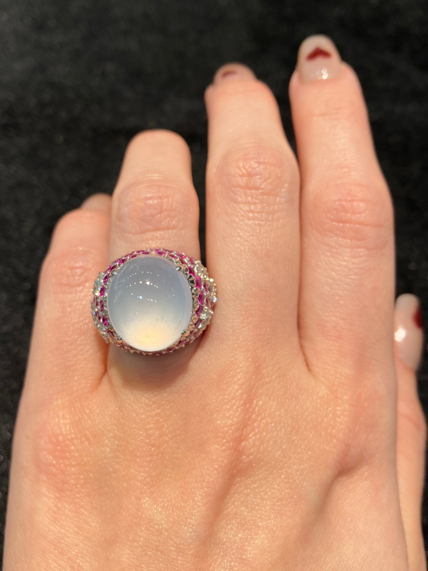 Natural Type A Icy Jadeite Ring