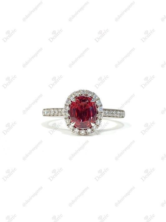 Natural Orangy Red Spinel 1.09ct Ring