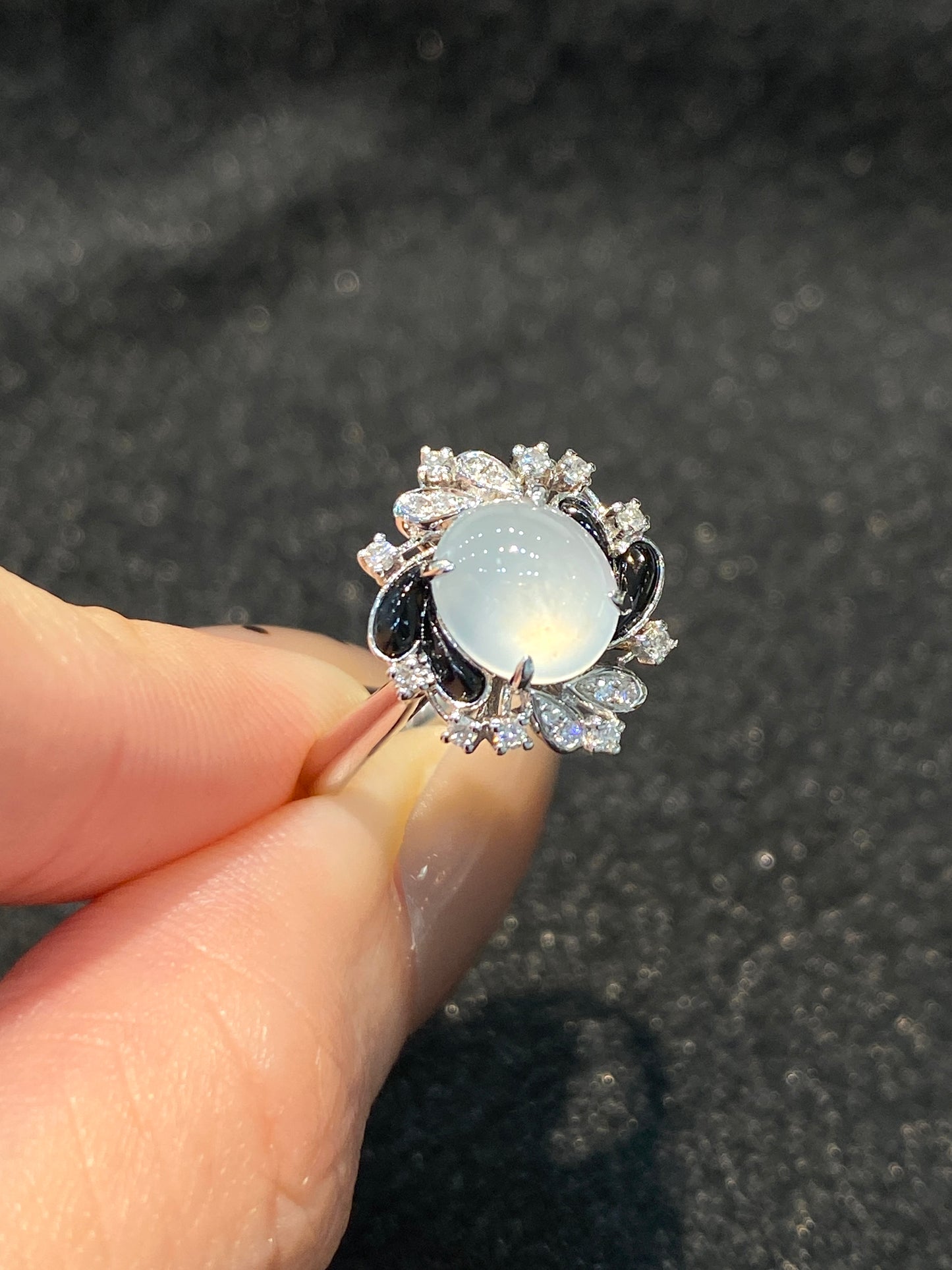 Natural Type A Icy Jadeite Ring