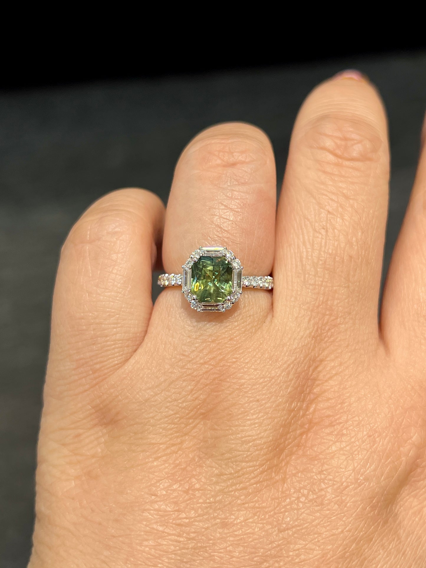 Natural Unheated Green Sapphire 2.12ct Ring