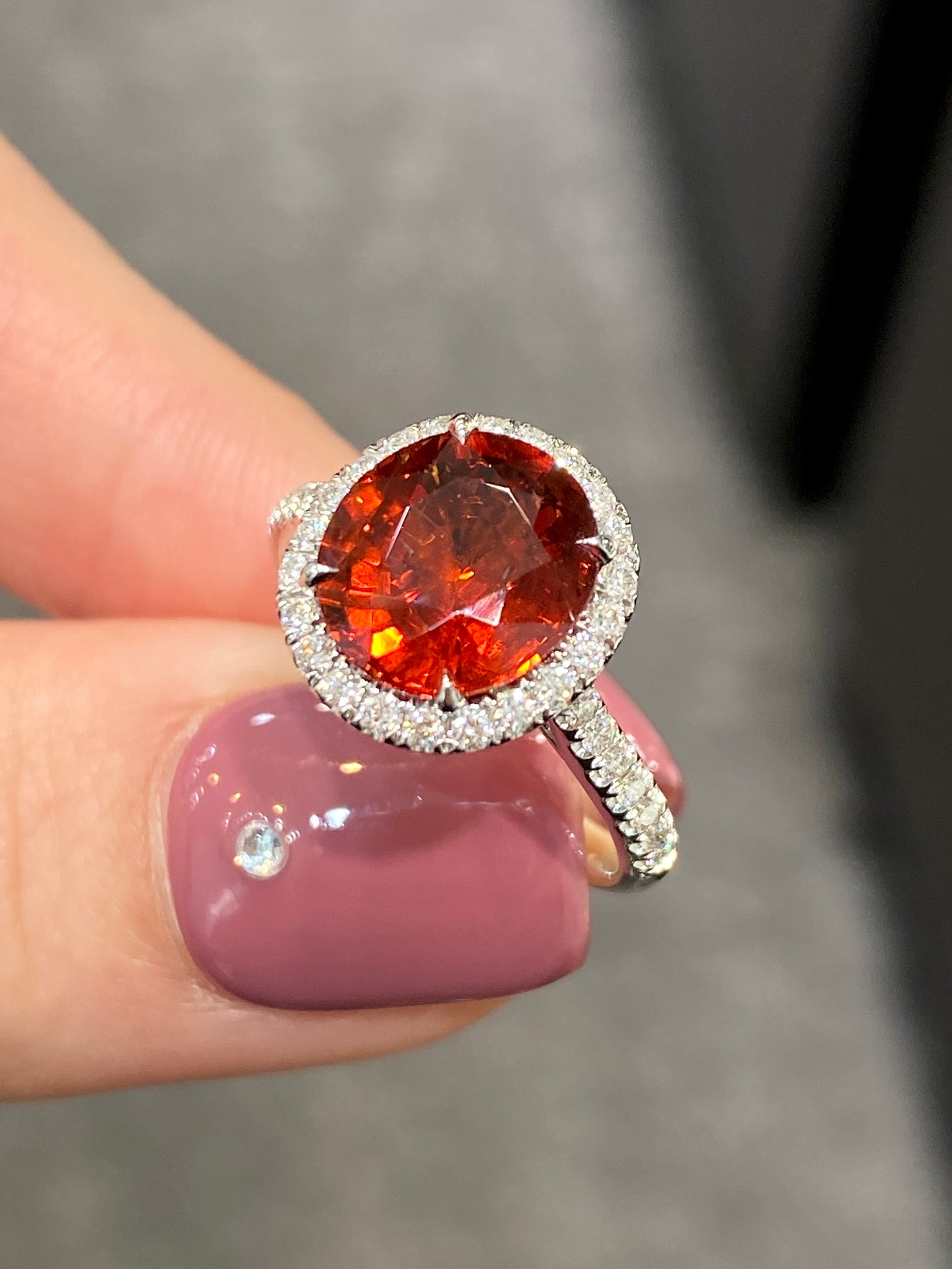 Natural Orangy Red Garnet 3.78ct Ring