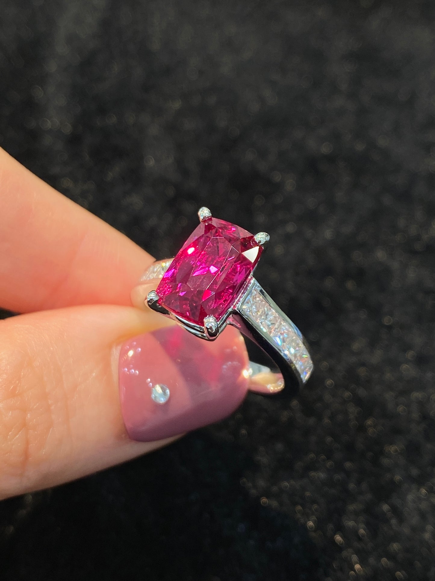 Natural Unheated Vivid Red Ruby 4.56ct Ring