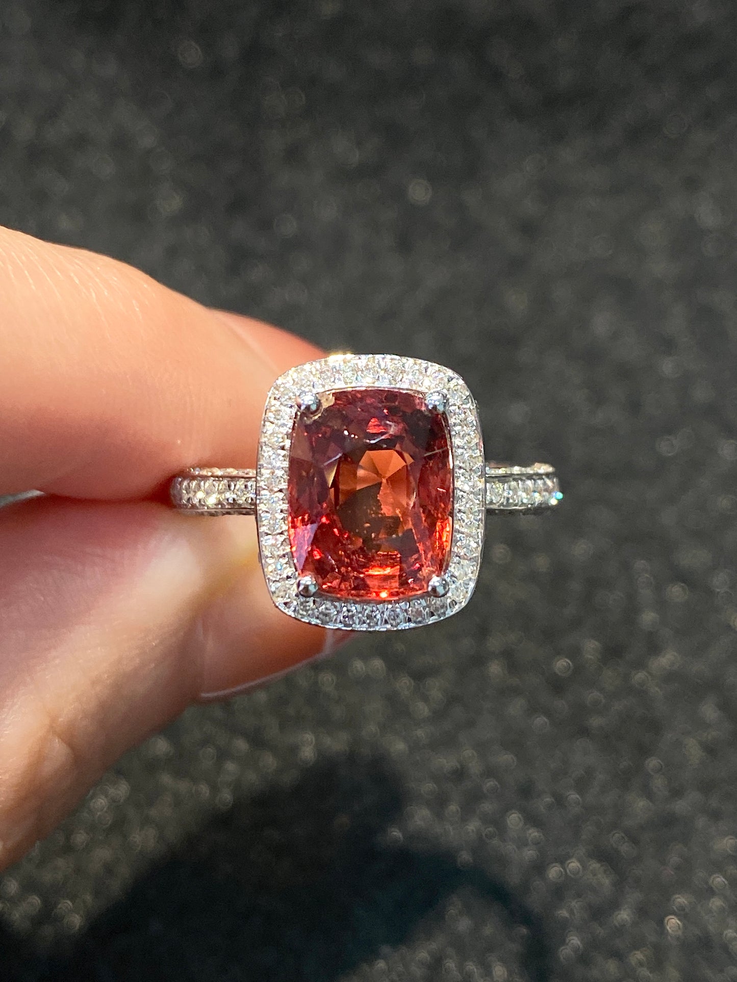 Natural Orange Spinel 3.21ct Ring