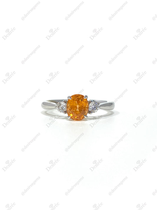Natural Mandarin Garnet 1.31ct Ring