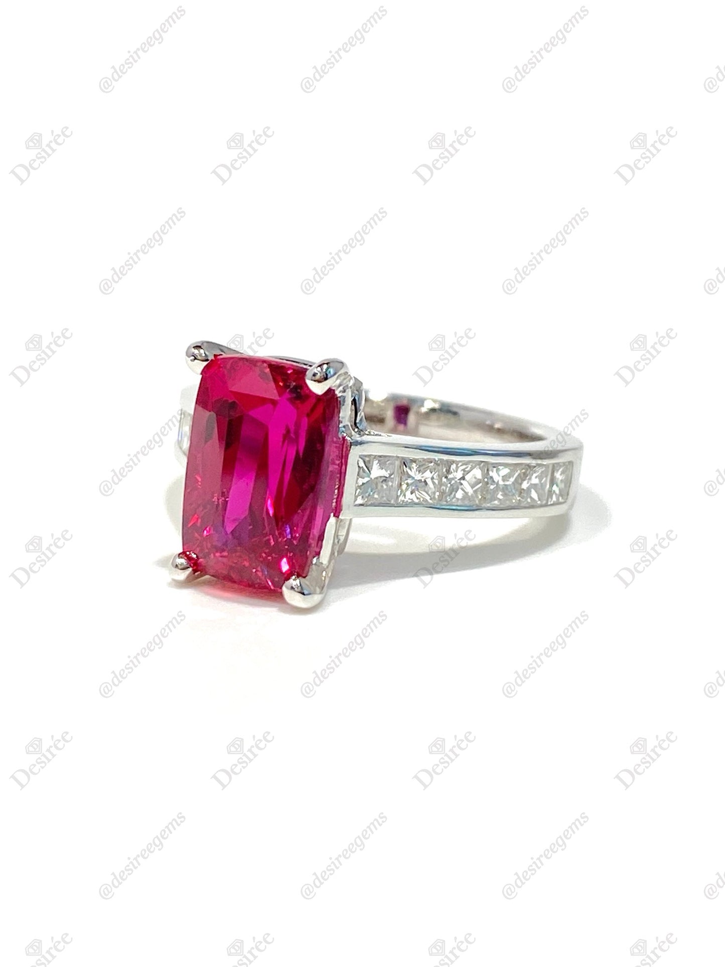 Natural Unheated Vivid Red Ruby 4.56ct Ring