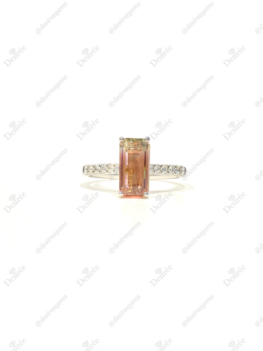 Natural Bi-color Tourmaline 1.97ct Ring