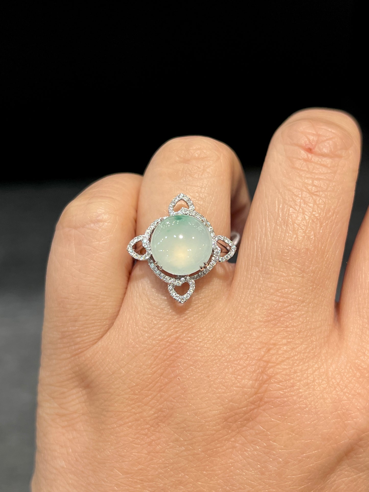 Natural Type A Icy Jadeite Ring