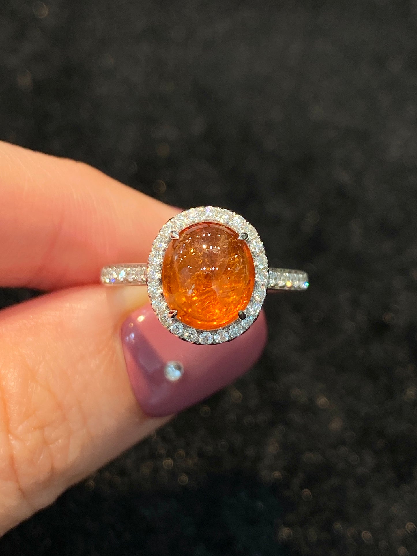 Natural Mandarin Garnet 3.24ct Ring