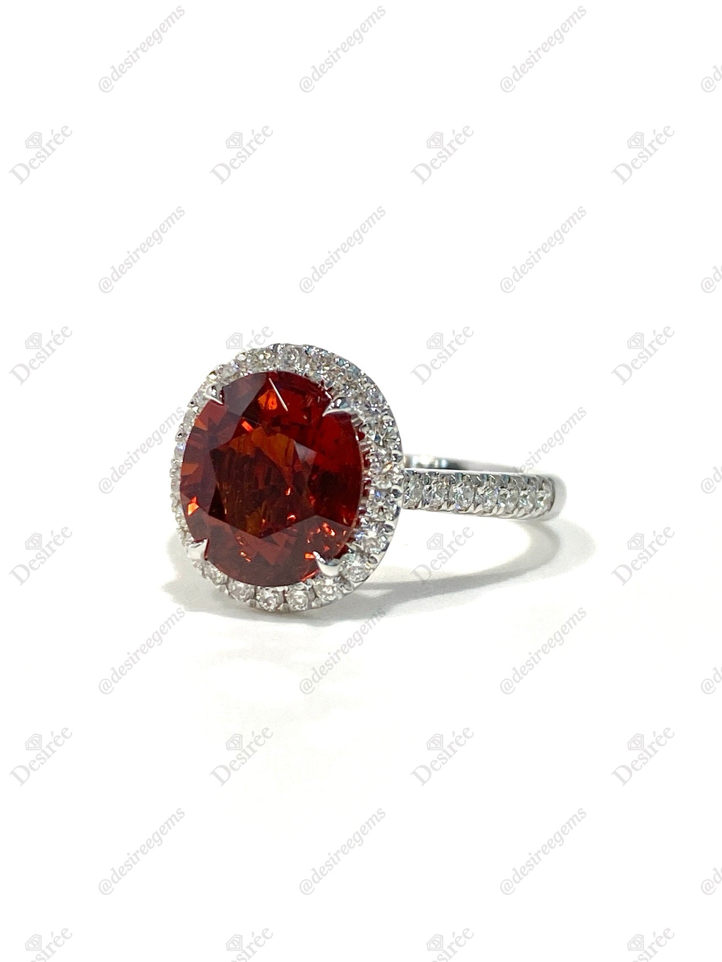 Natural Orangy Red Garnet 3.78ct Ring