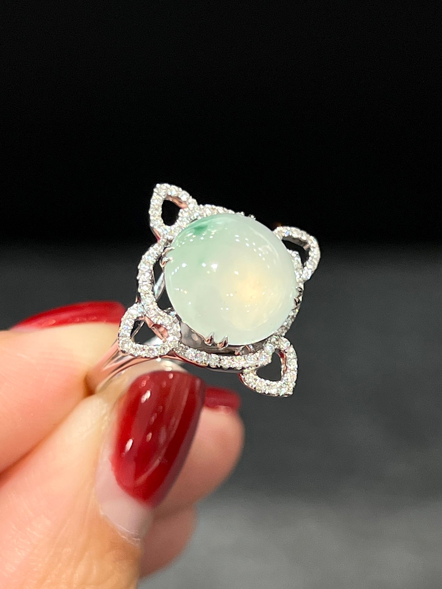 Natural Type A Icy Jadeite Ring