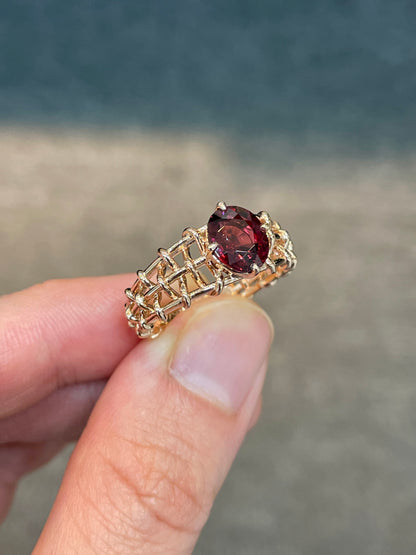 Natural Red Garnet 2.00ct Ring Set With Natural Diamonds in 18K Rose Gold Gemstone Fine Jewellery Singapore