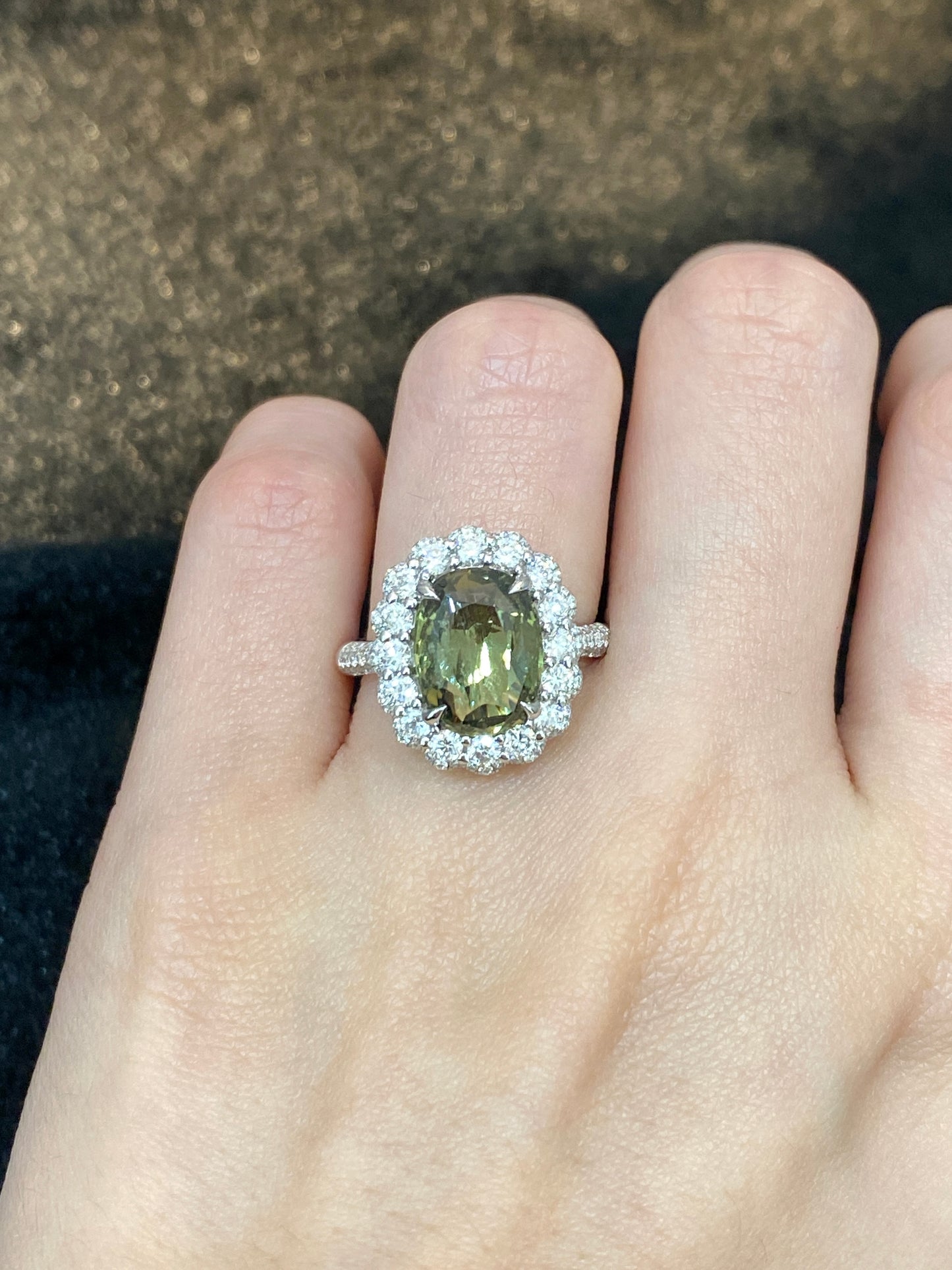 Natural Color Change Sapphire 3.93ct Ring