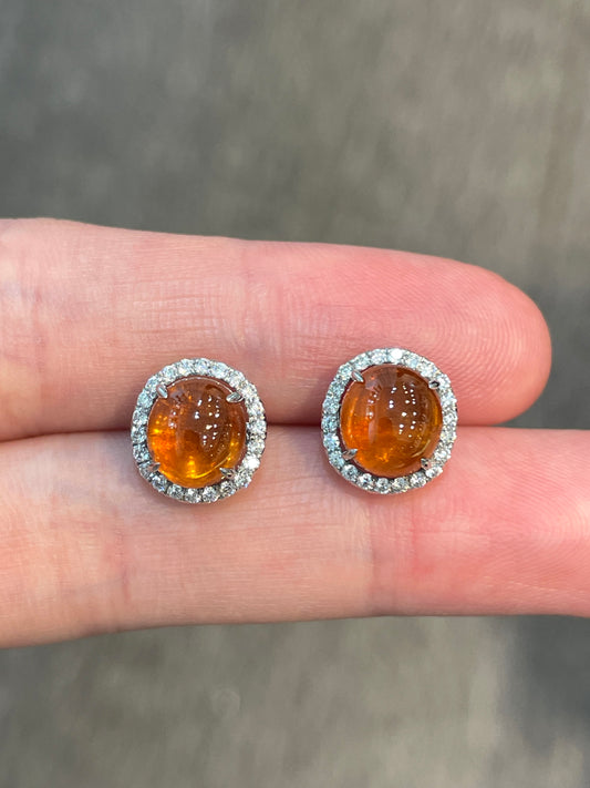 Natural Mandarin Garnet 5.25ct Earrings