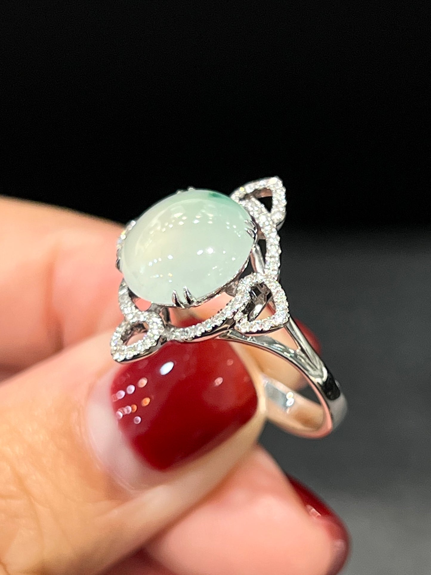 Natural Type A Icy Jadeite Ring