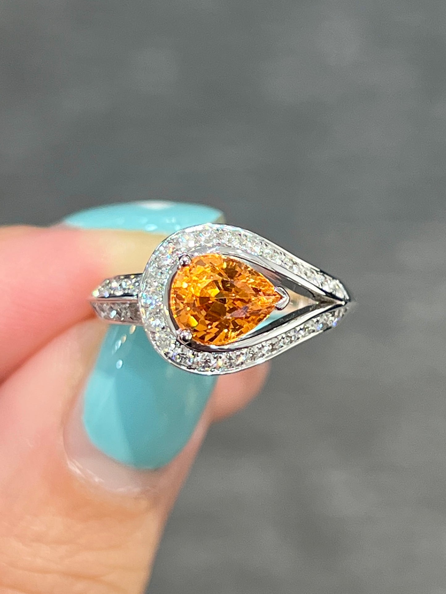 Natural Mandarin Garnet 1.82ct Ring