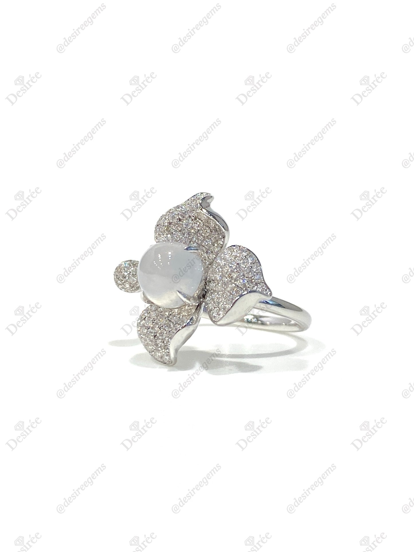 Natural Type A Icy Jadeite Ring