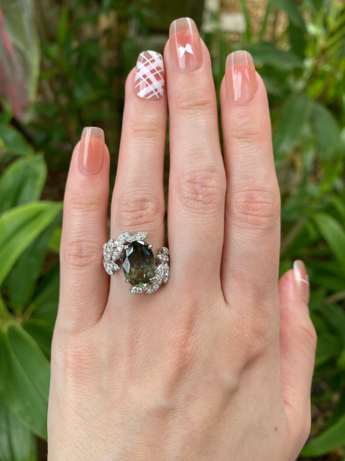 Natural Unheated Vivid Yellowish Green Chrome Tourmaline 5.12ct Ring