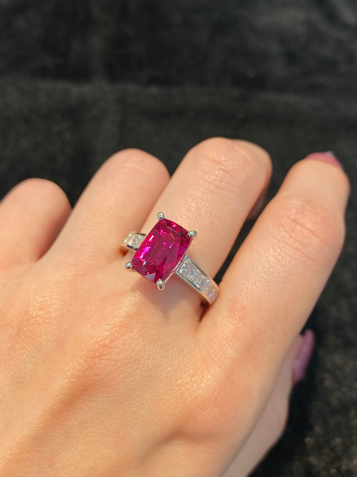 Natural Unheated Vivid Red Ruby 4.56ct Ring