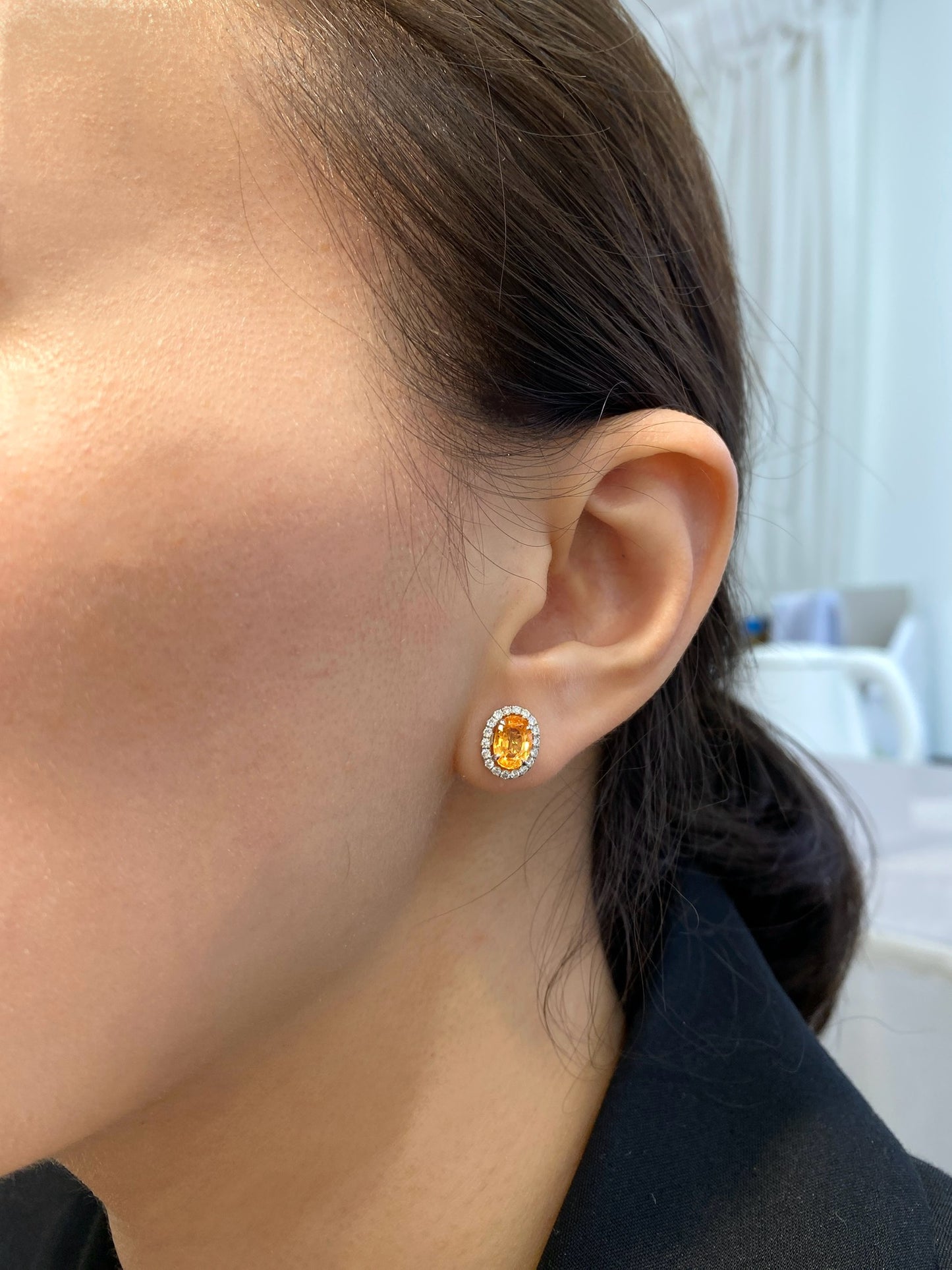 Natural Mandarin Garnet 2.45ct Earrings