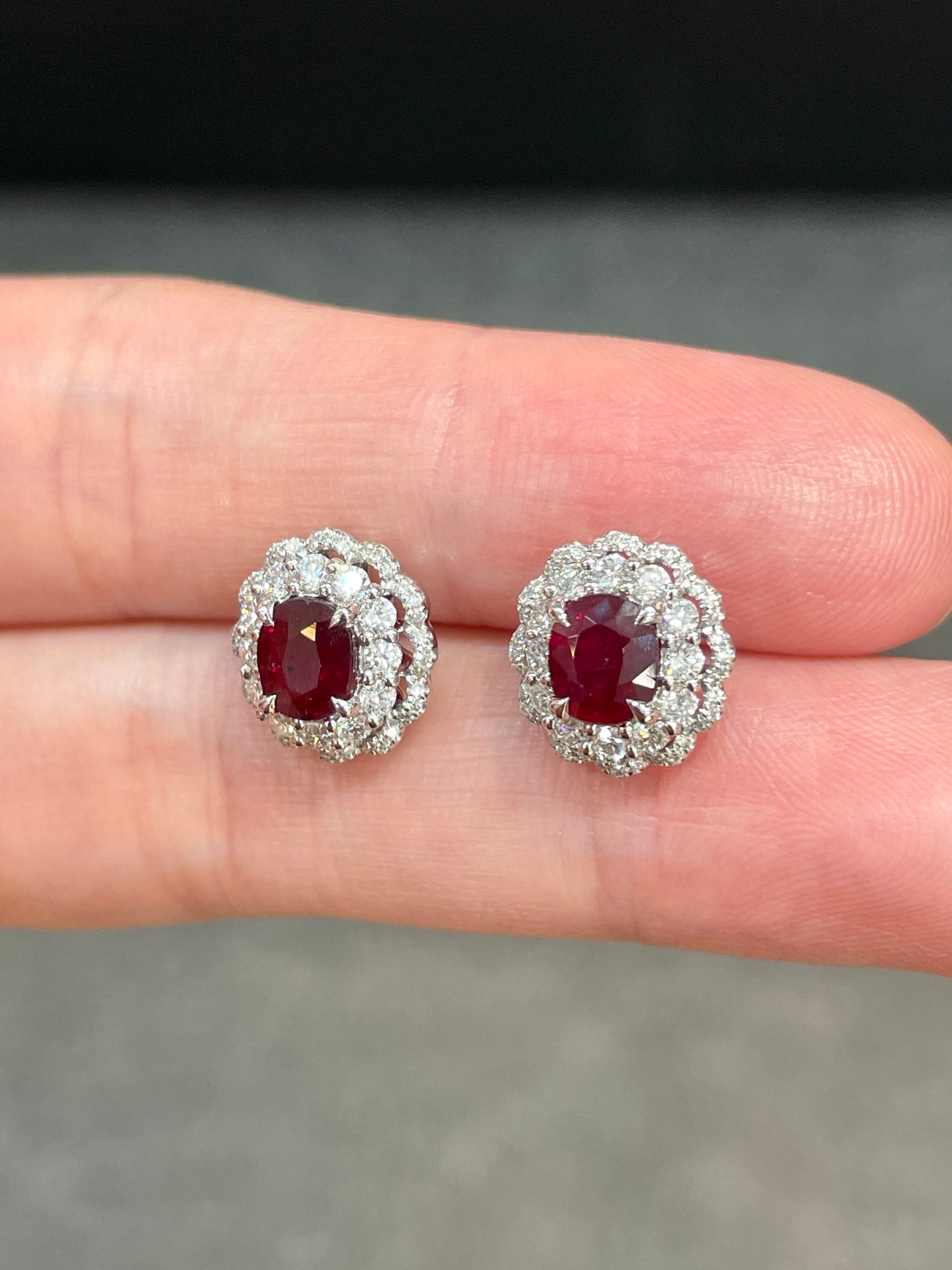 Natural Unheated Ruby 1.85 ct Earrings