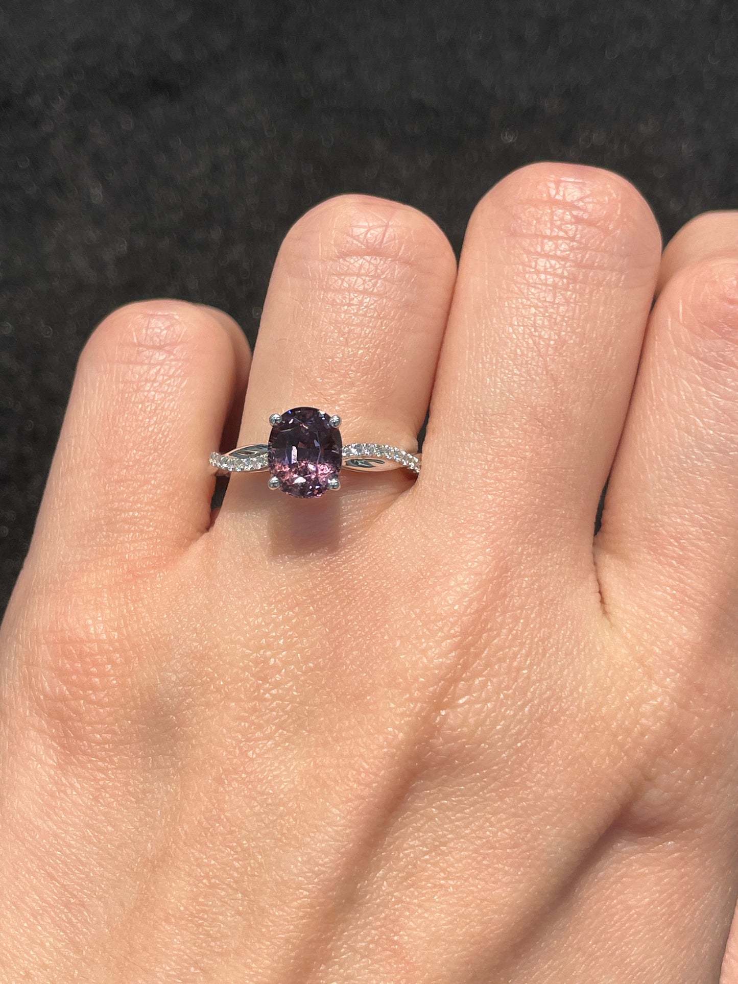 Natural Purple Spinel 1.64ct Ring Set With Natural Diamonds In 18K White Gold Singapore Gemstone Fine Jewellery
