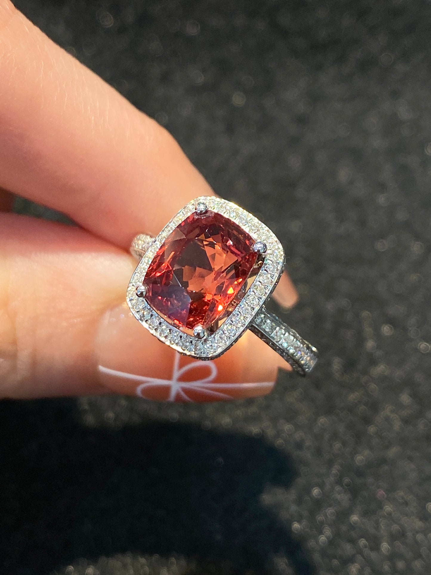 Natural Orange Spinel 3.21ct Ring