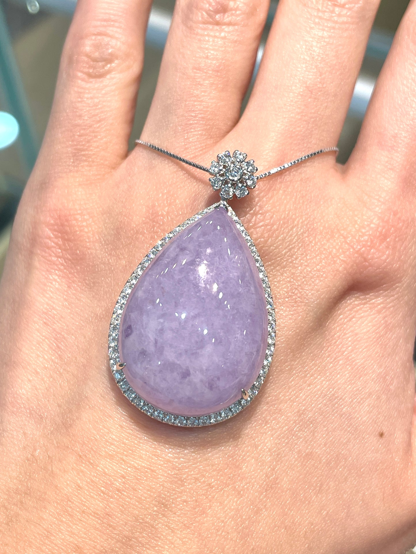 Natural Type A Purple Jadeite Necklace