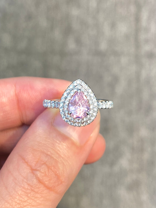 Natural Unheated Padparadscha Sapphire 1.22ct Ring set with natural diamond in 18k white gold Fine Jewellery