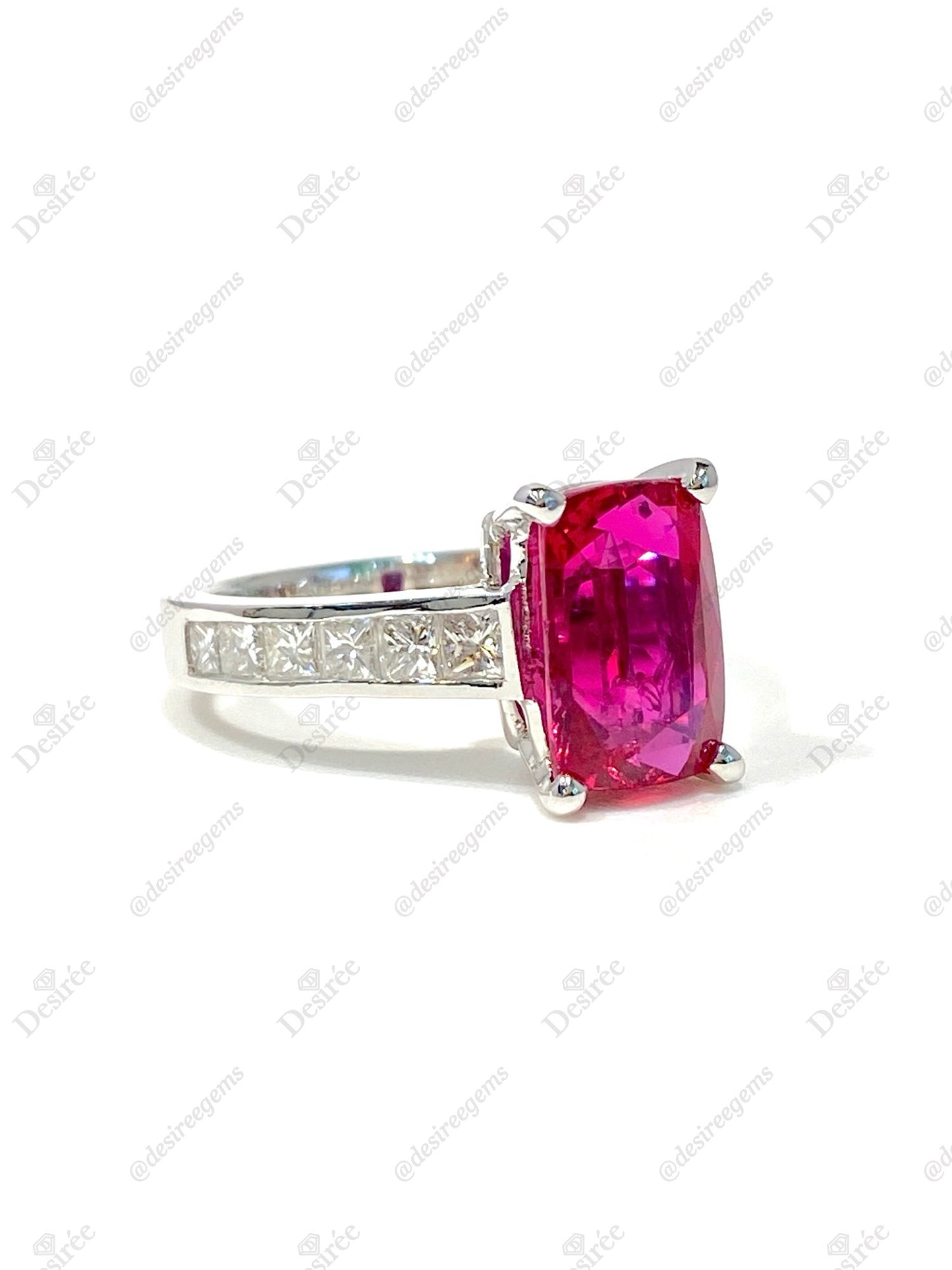 Natural Unheated Vivid Red Ruby 4.56ct Ring