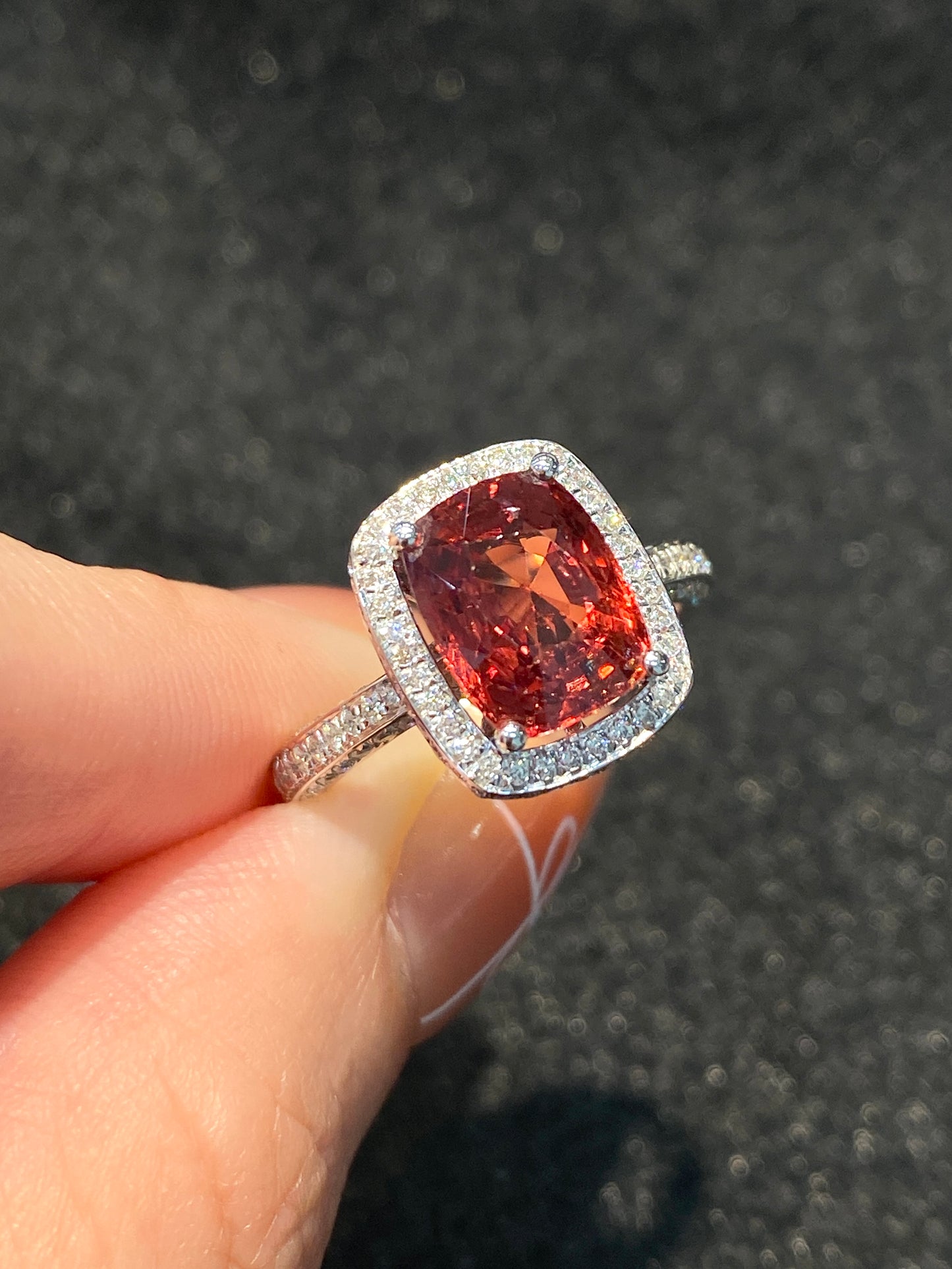 Natural Orange Spinel 3.21ct Ring