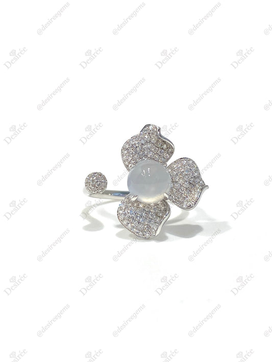 Natural Type A Icy Jadeite Ring