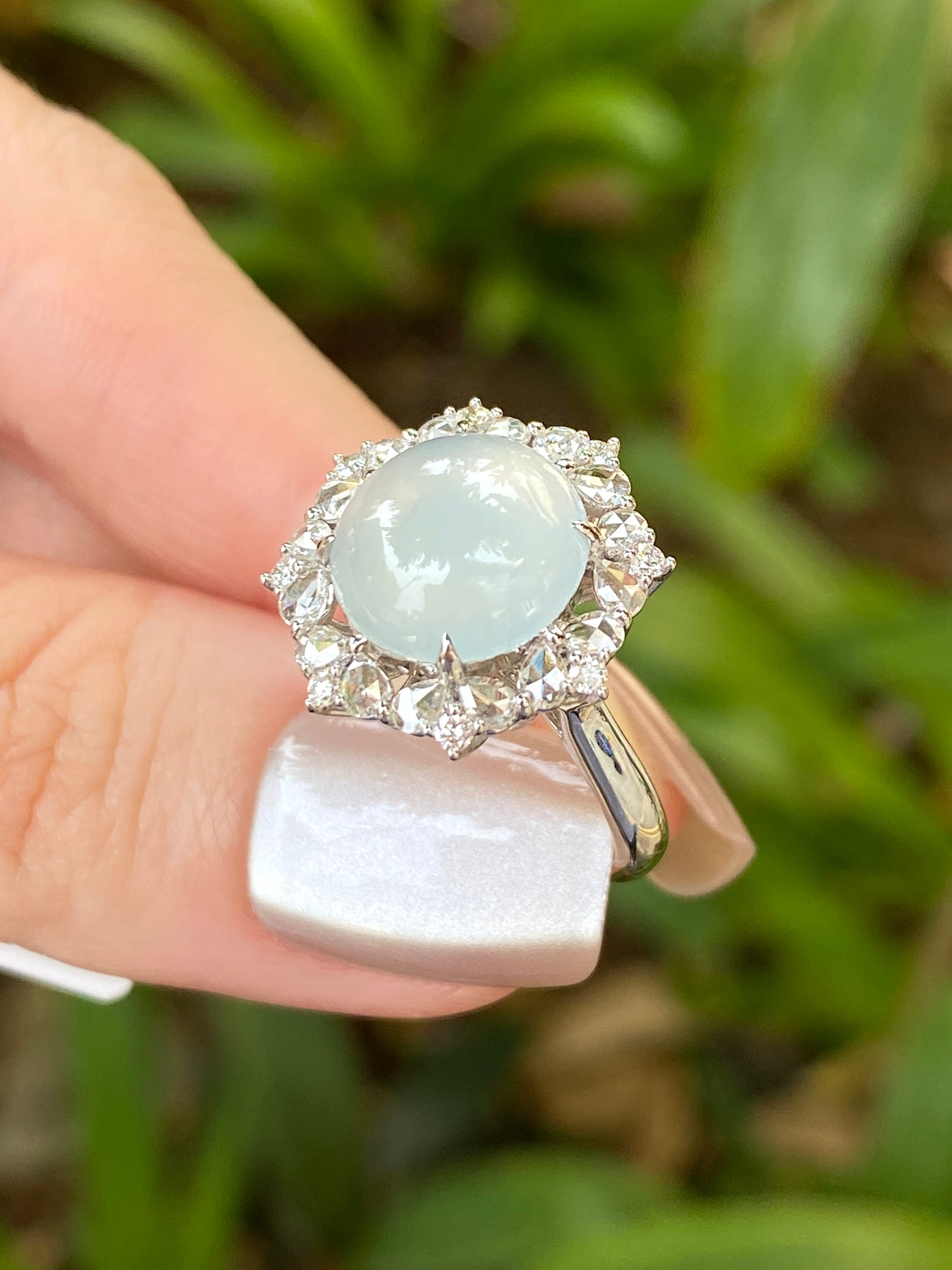 Natural Type A Icy Jadeite Ring