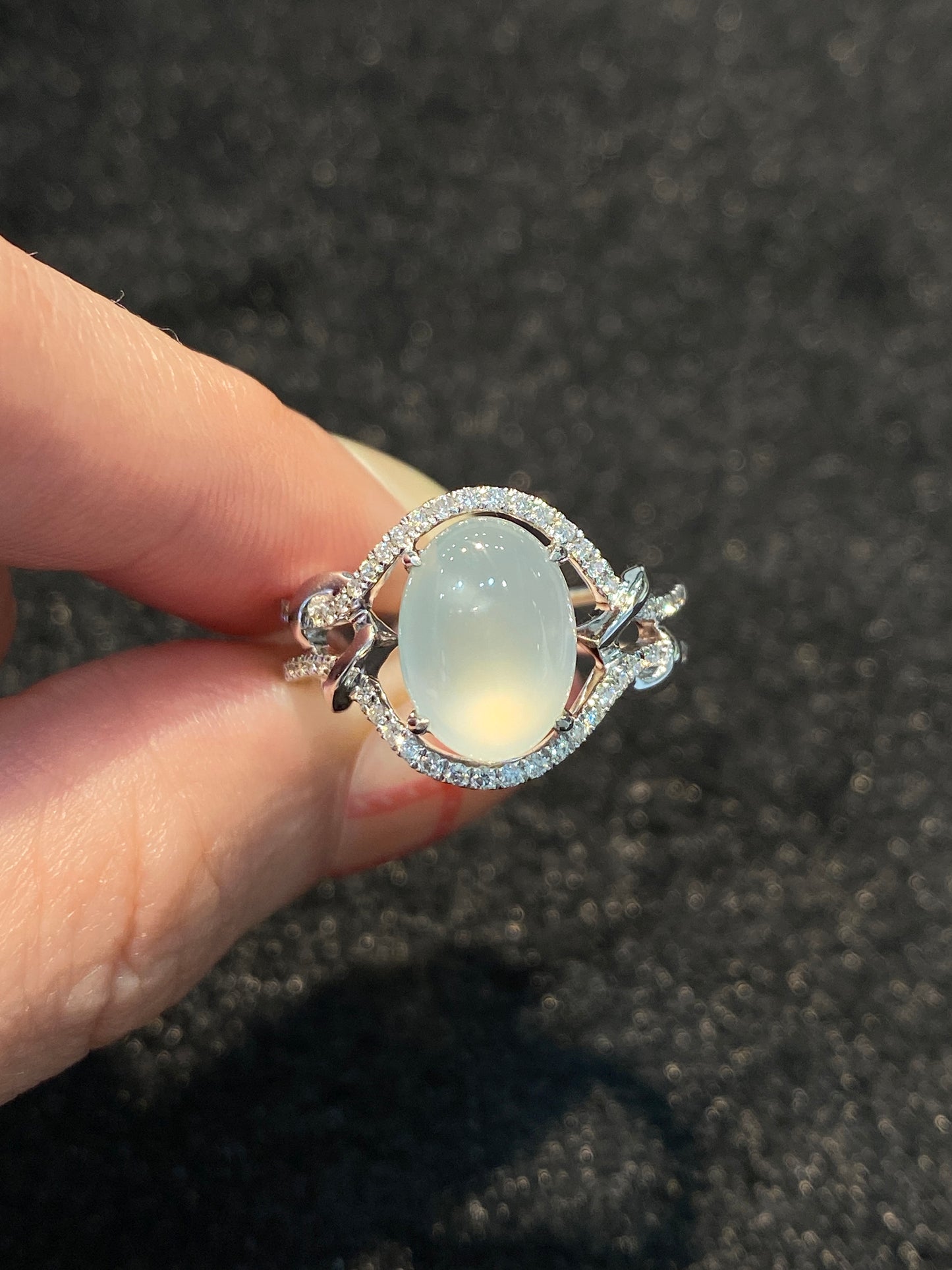 Natural Type A Icy Jadeite Ring