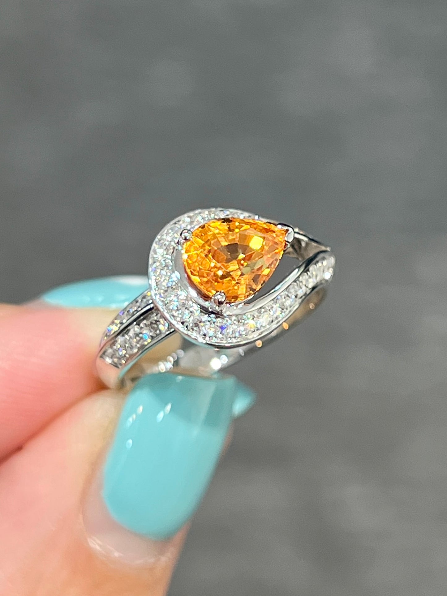 Natural Mandarin Garnet 1.82ct Ring