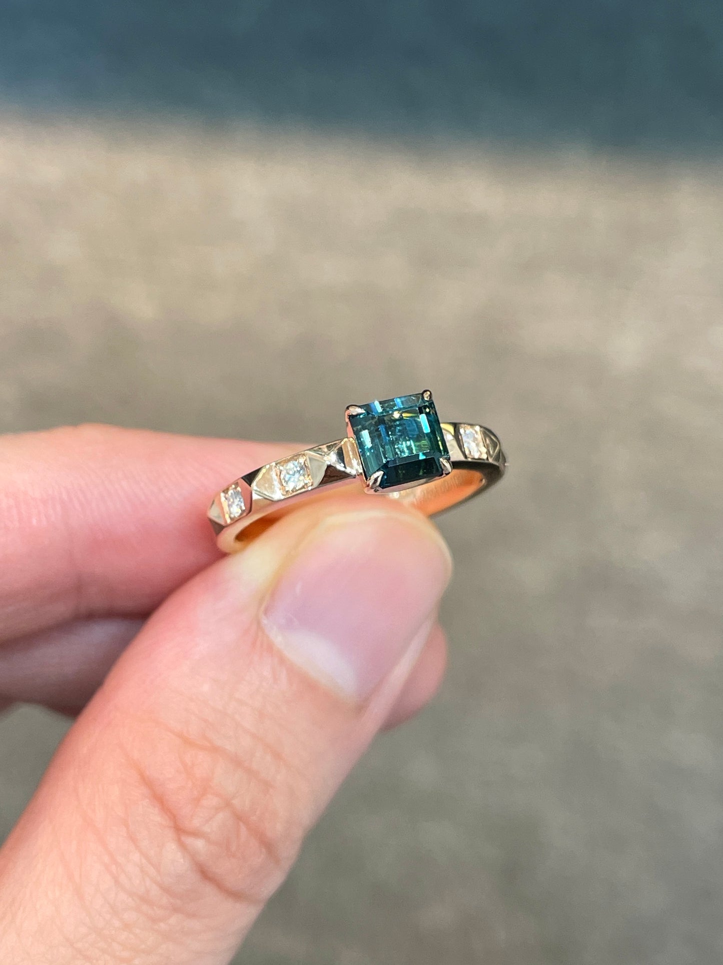 Natural Blue Tourmaline 1.25ct Ring Set With Natural Diamond In 18K Rose Gold Gemstone Singapore Fine Jewellery
