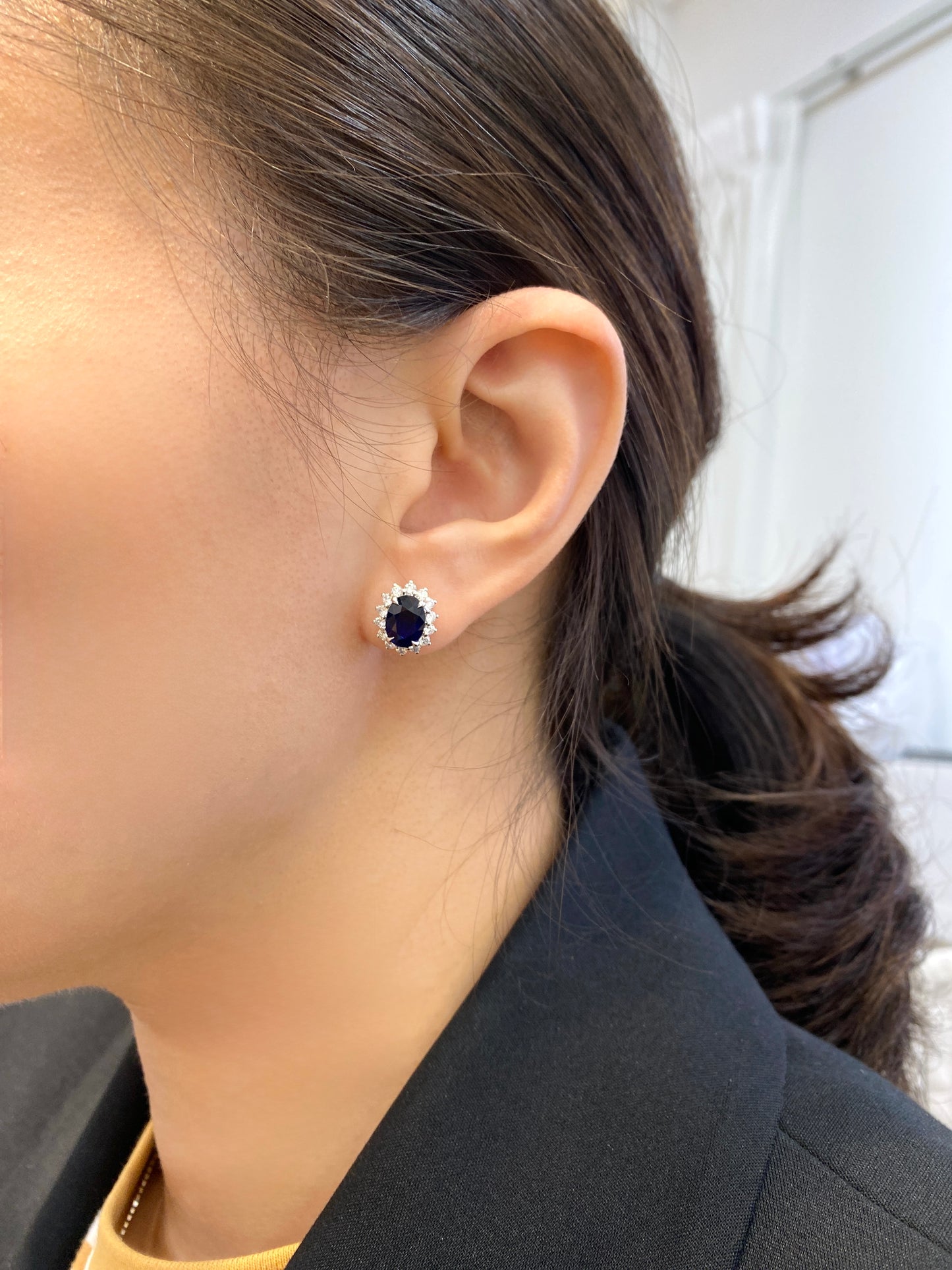 Natural Blue Sapphire 3.69ct Earrings
