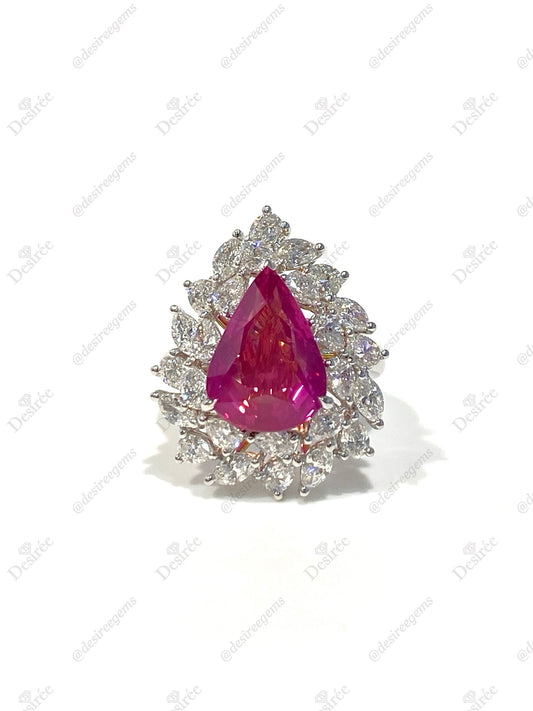 Natural Vivid Reddish Pink Ruby 6.83ct Ring