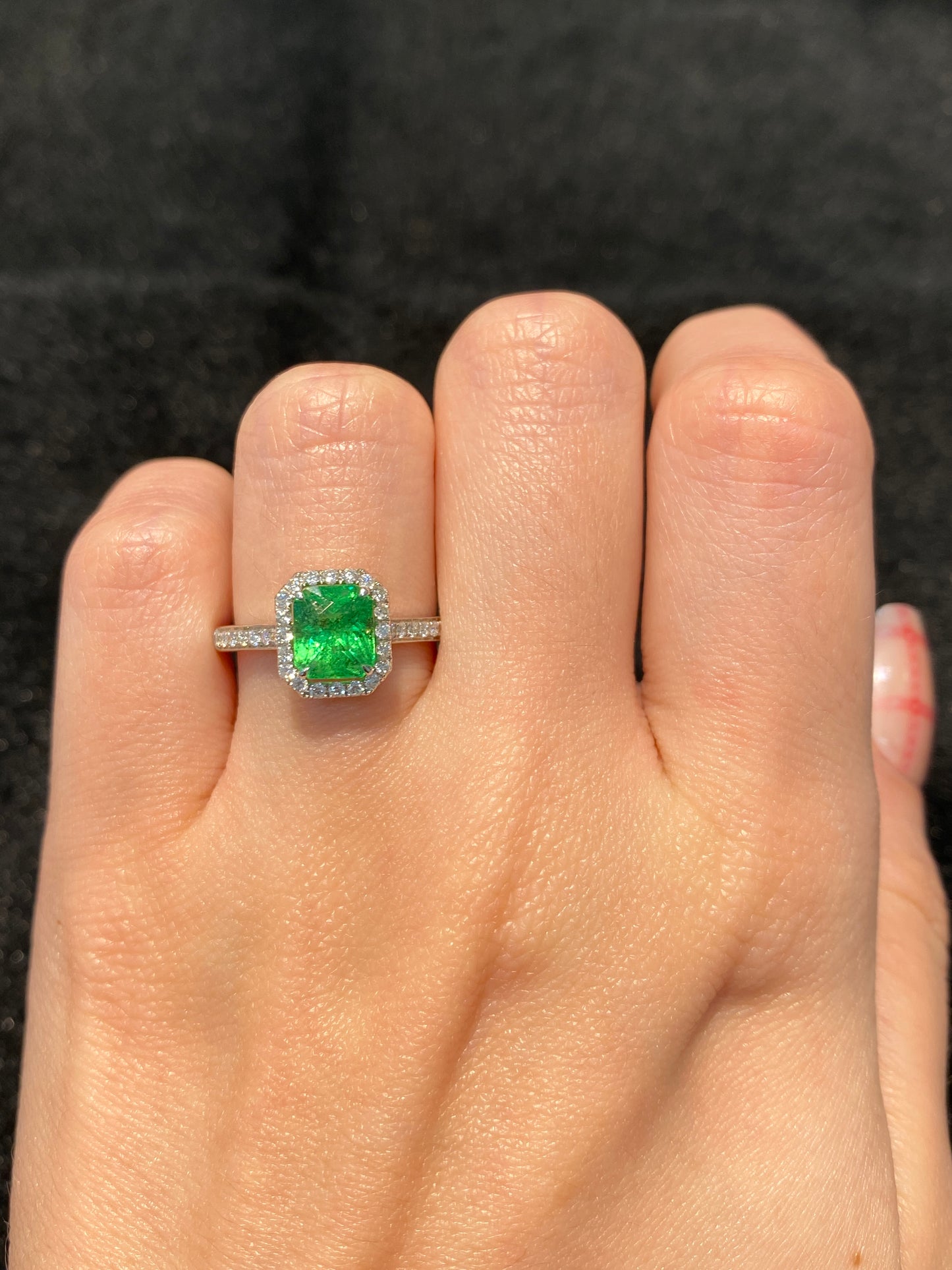 Natural Green Garnet 1.55ct Ring