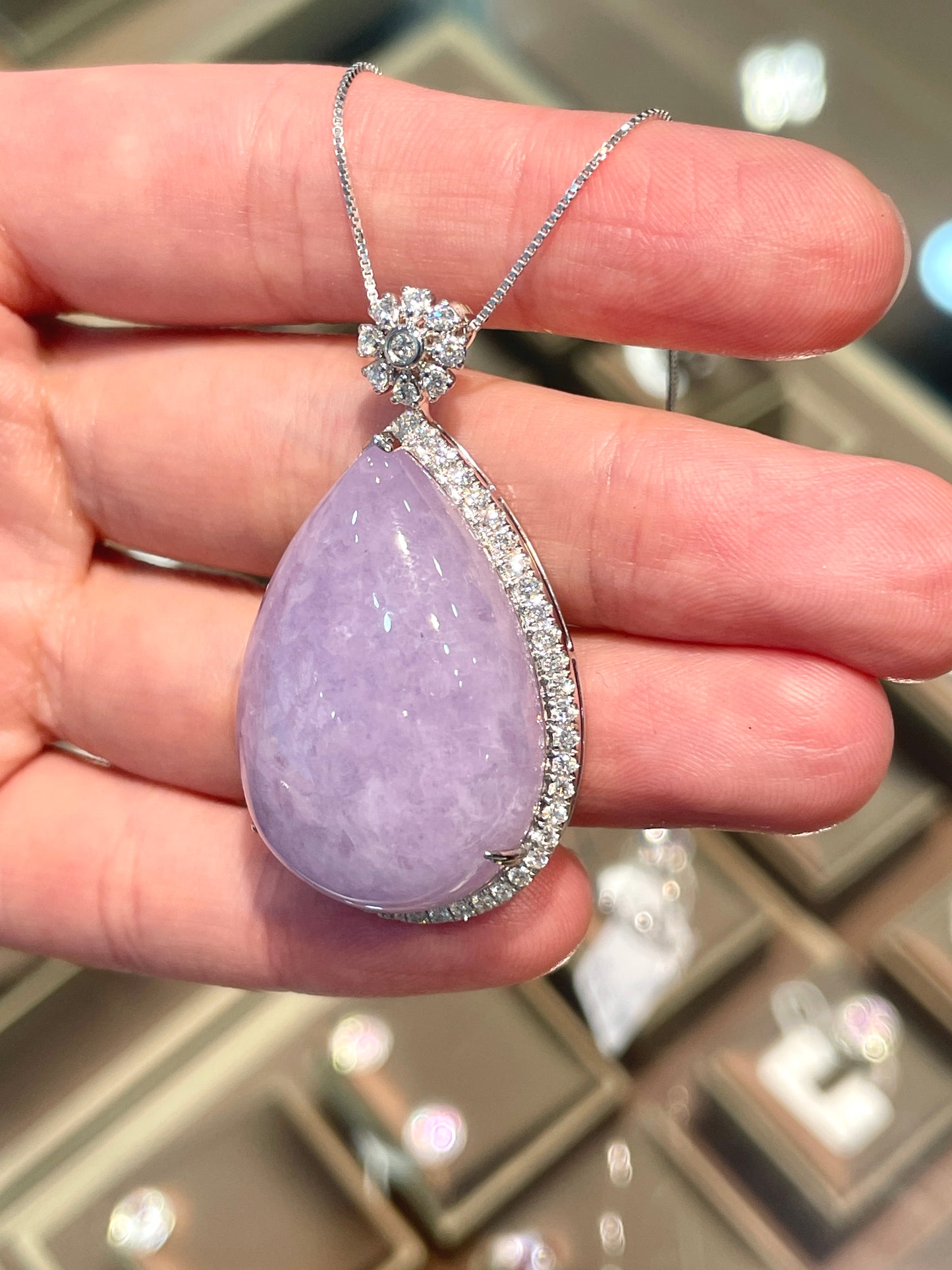 Natural Type A Purple Jadeite Necklace
