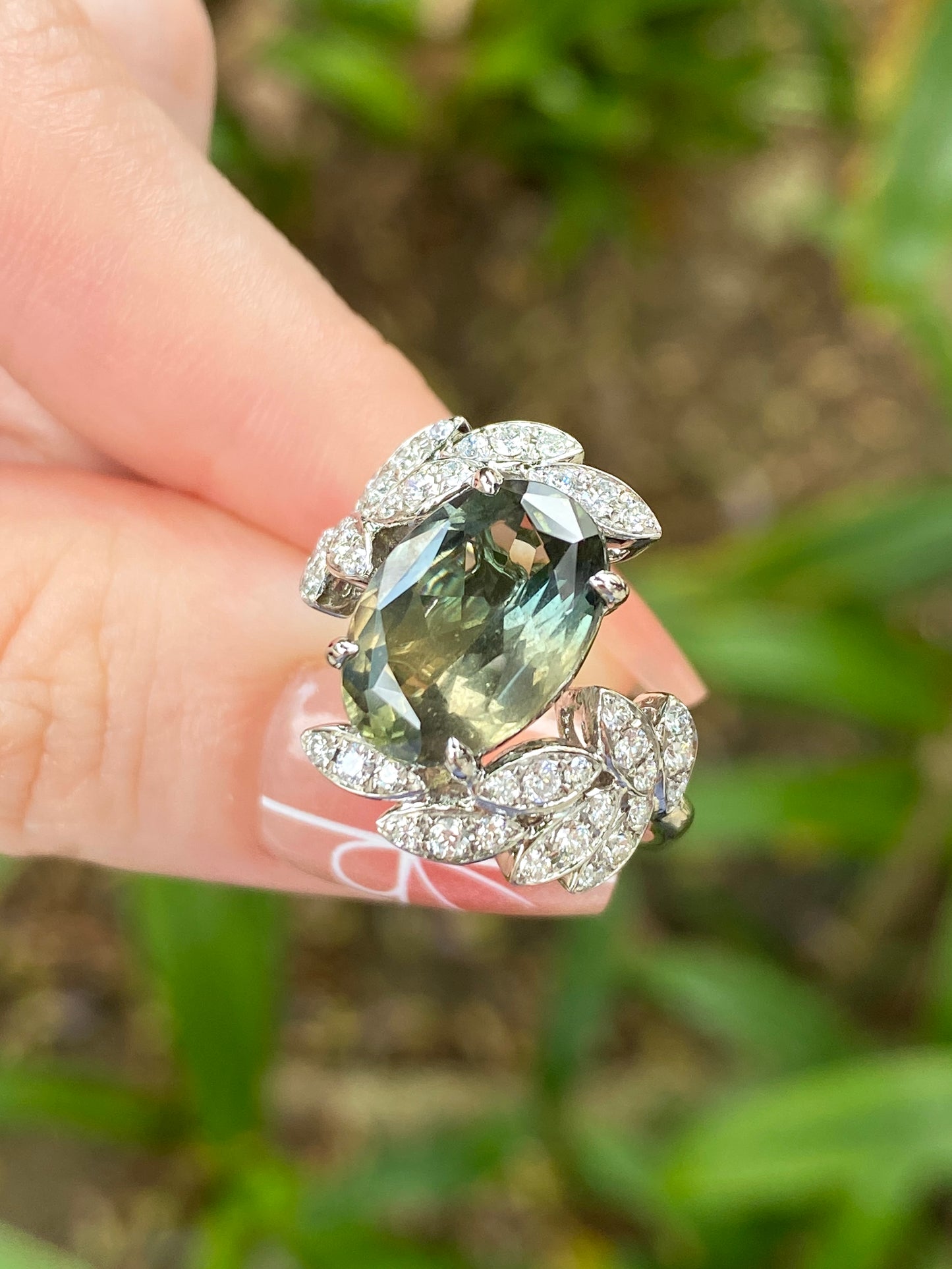 Natural Unheated Vivid Yellowish Green Chrome Tourmaline 5.12ct Ring