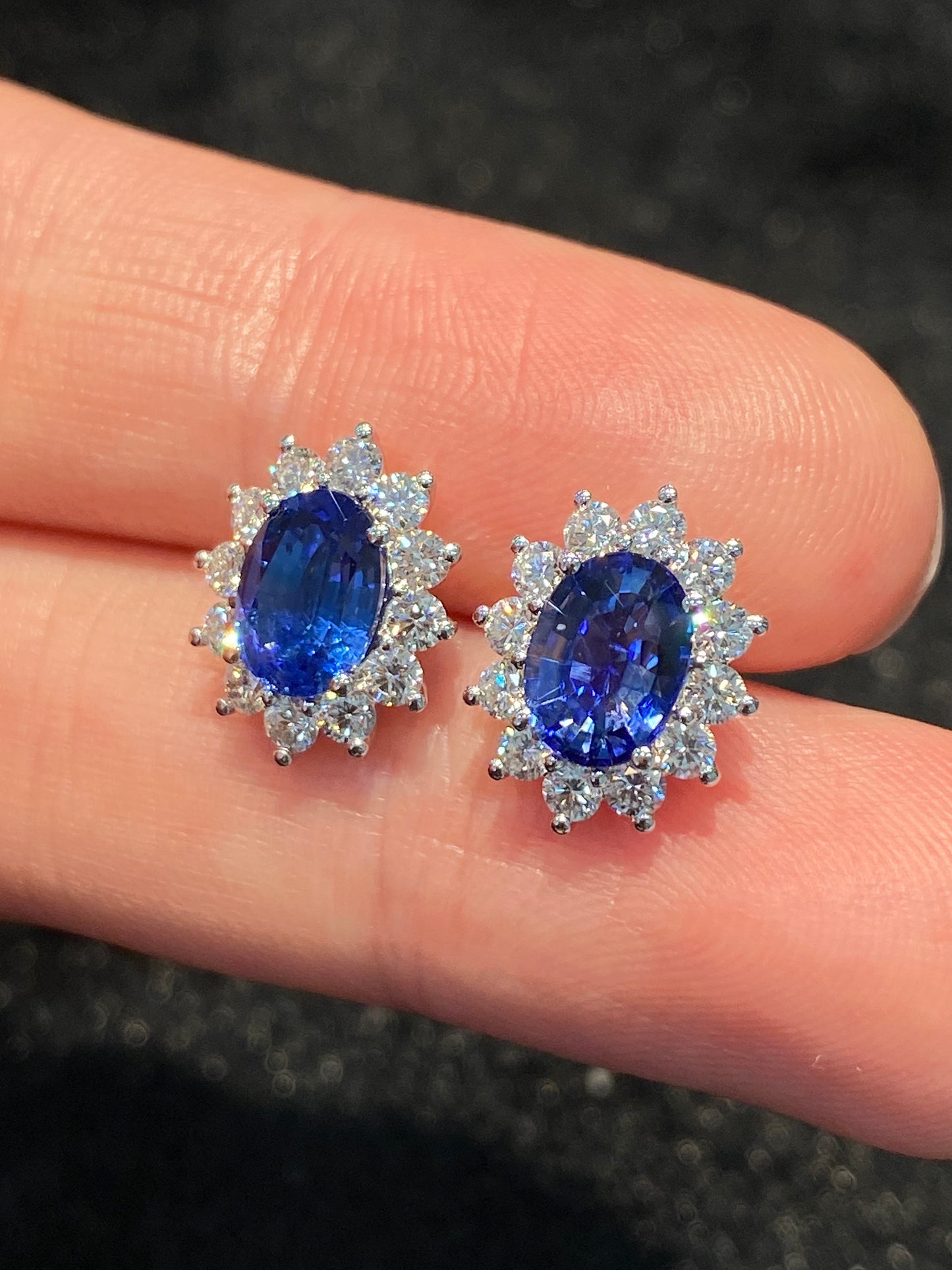Royal Blue Sapphire 2.12ct Earrings