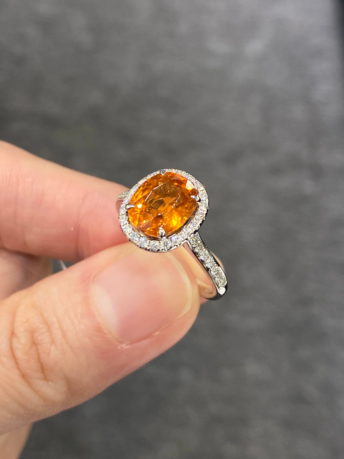Natural Mandarin Garnet 3.37ct Ring