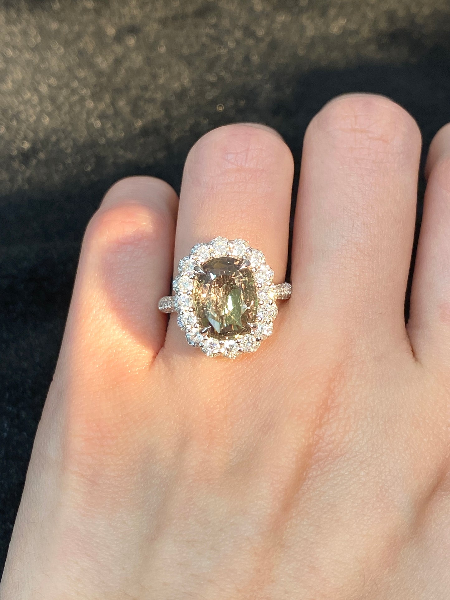 Natural Color Change Sapphire 3.93ct Ring