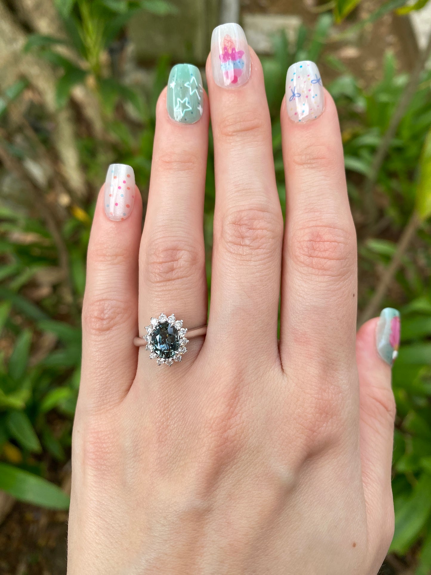 Natural Unheated Teal Sapphire 1.73ct Ring