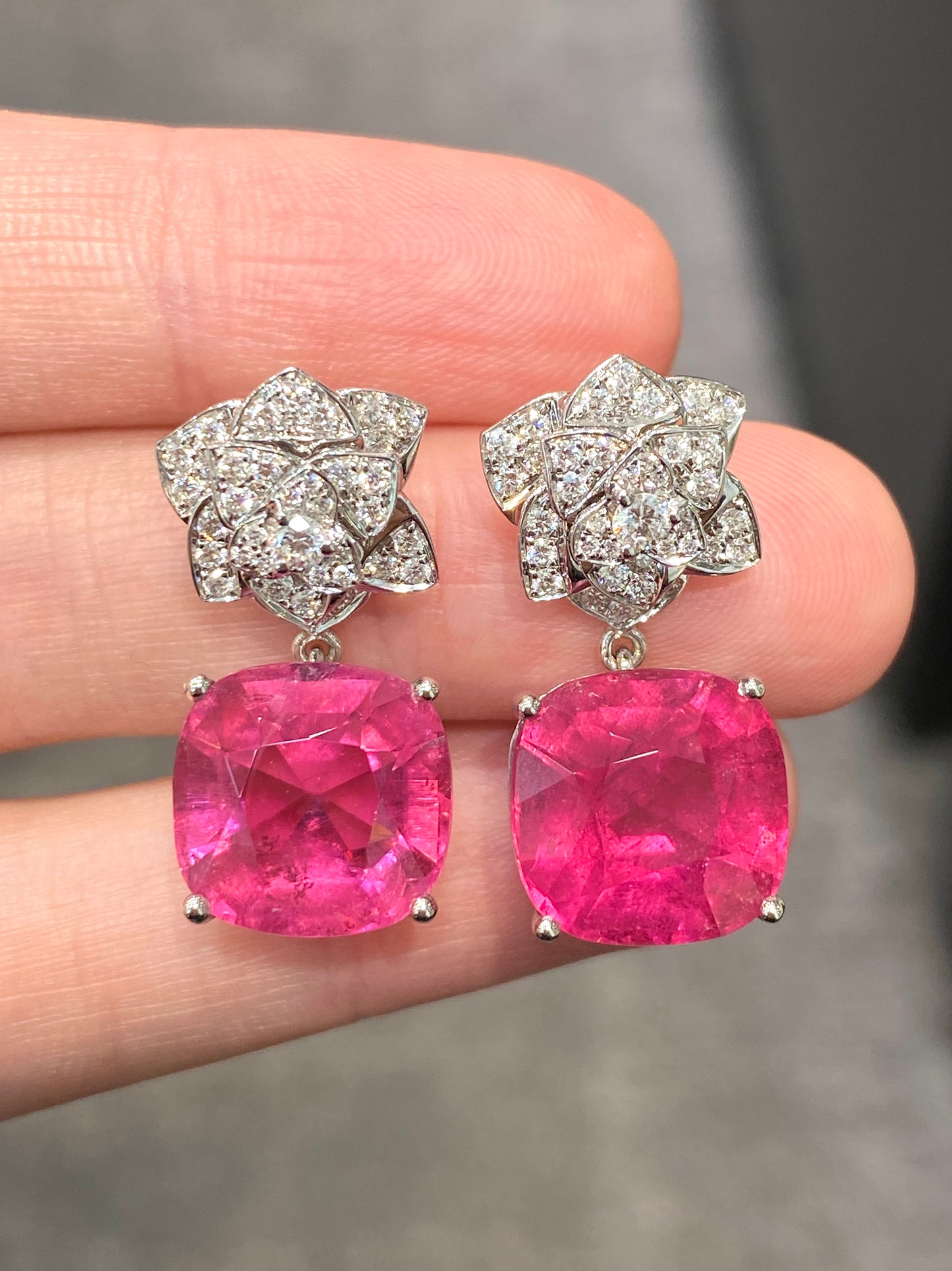 Natural Pink Tourmaline 15.73ct Earrings