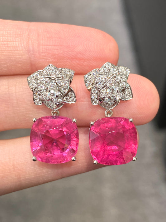 Natural Pink Tourmaline 15.73ct Earrings