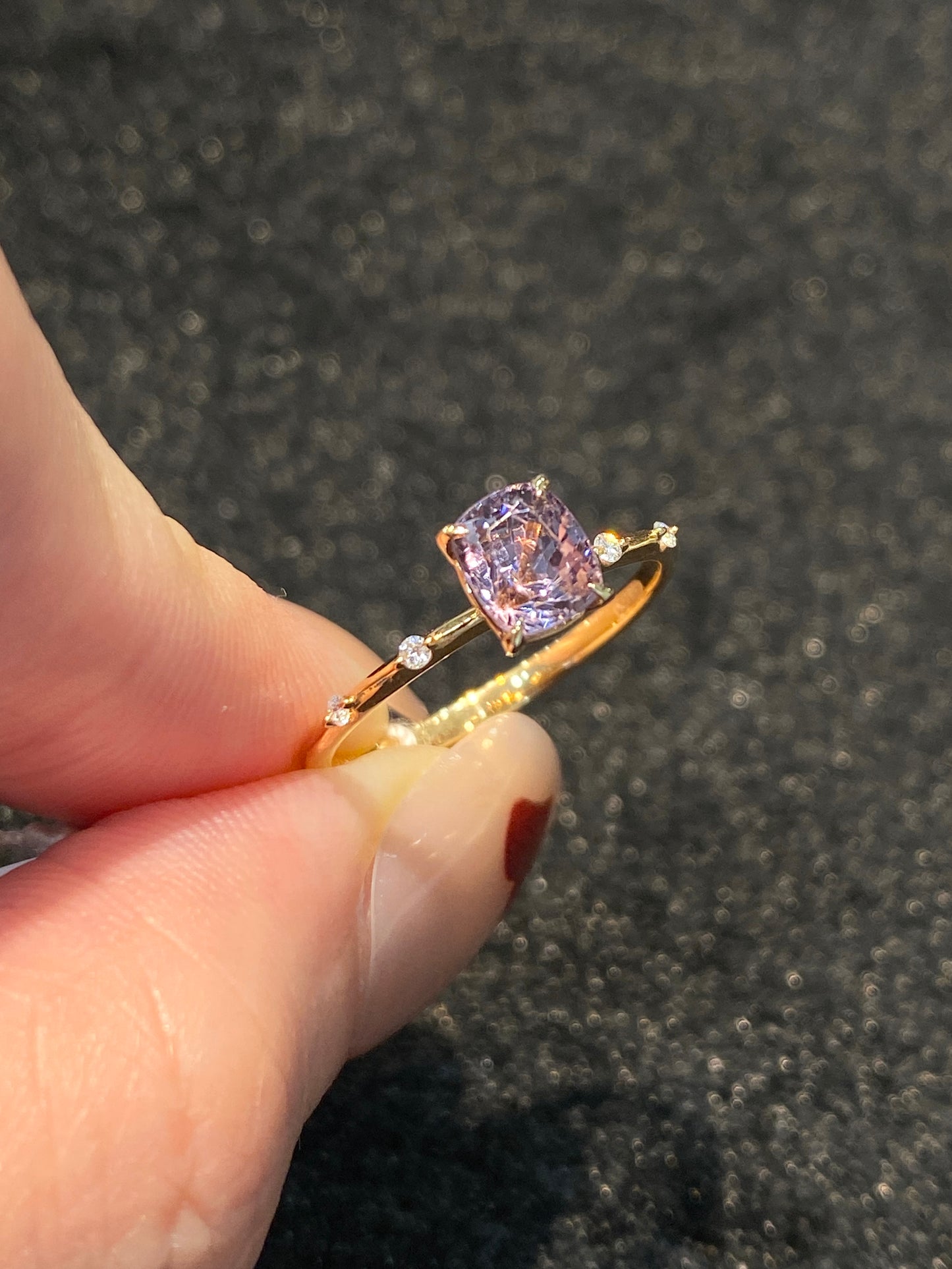 Natural Purplish Grey Spinel 1.05ct Ring